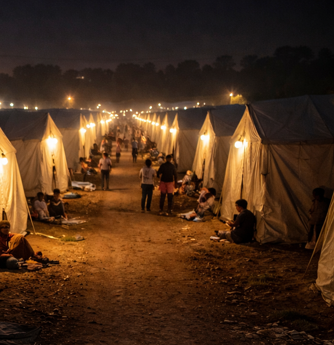 تركيب شبكة إنارة تعمل بالطاقة الشمسية داخل مخيم طيبة التربوي