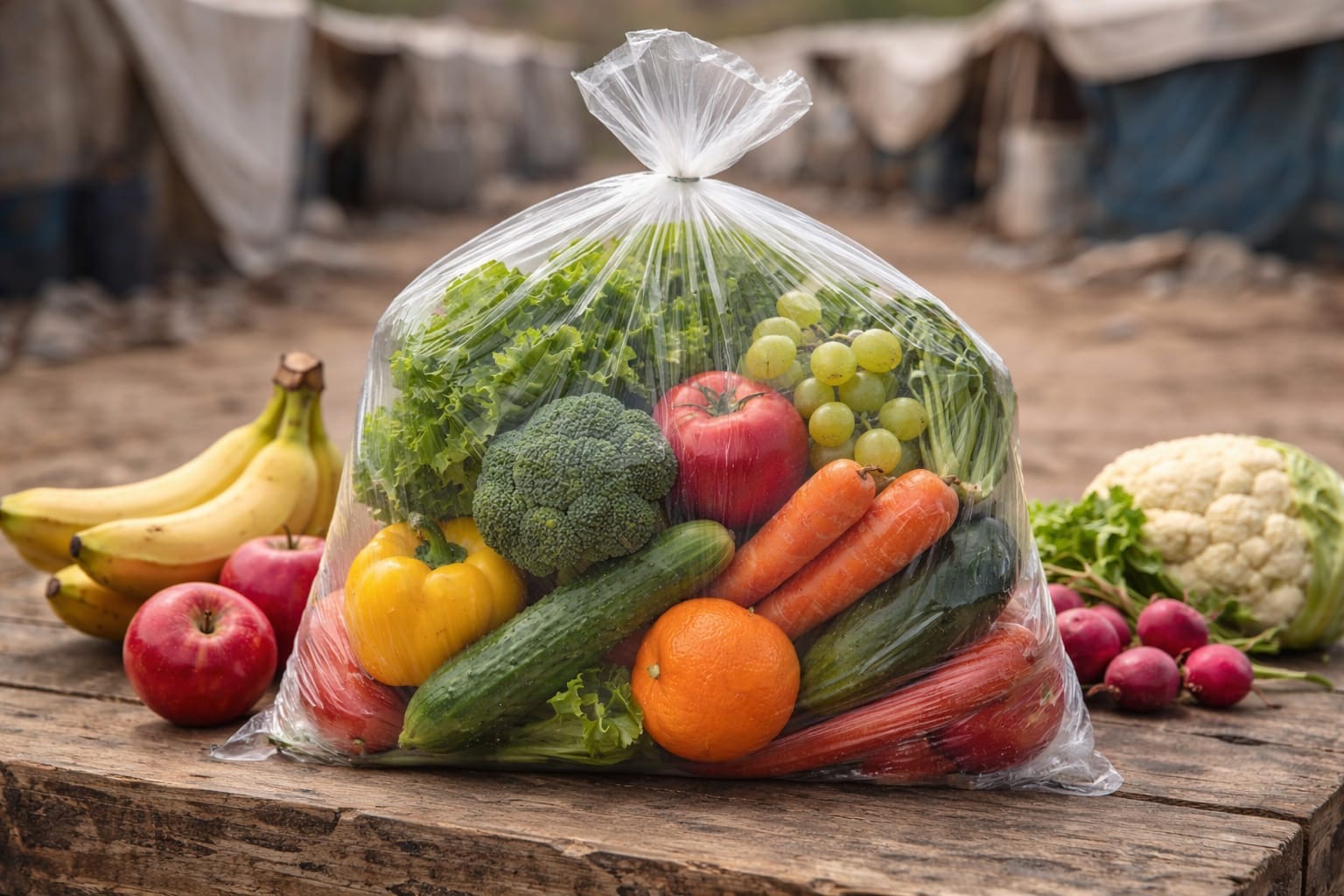 سلة الخضار والفواكه الطازجة